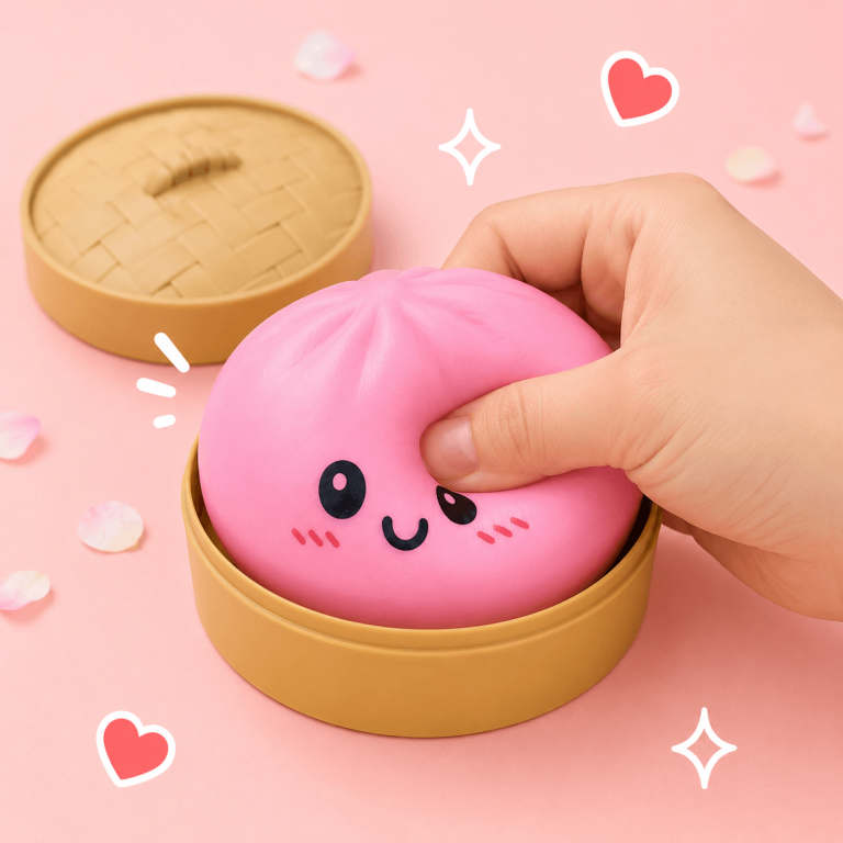 Pink squishy dumpling squeeze toy