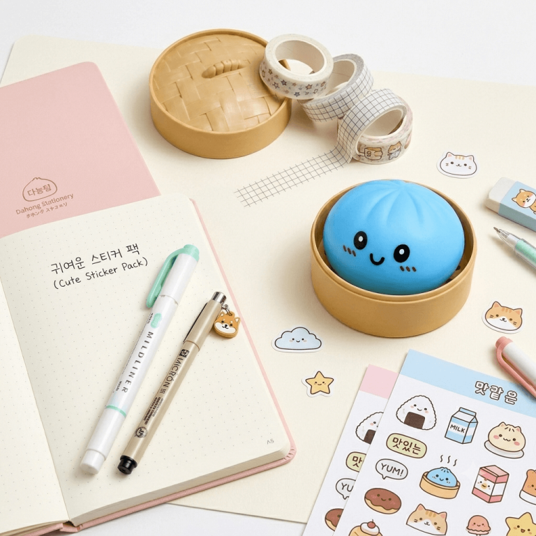 Blue dumpling squishy in desk